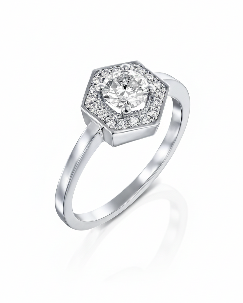 Amy Gold Ring White 5mm Diamond