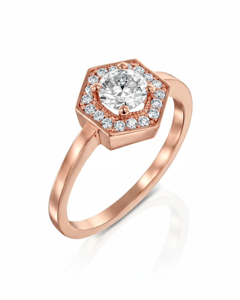 Amy Gold Ring White 5mm Diamond