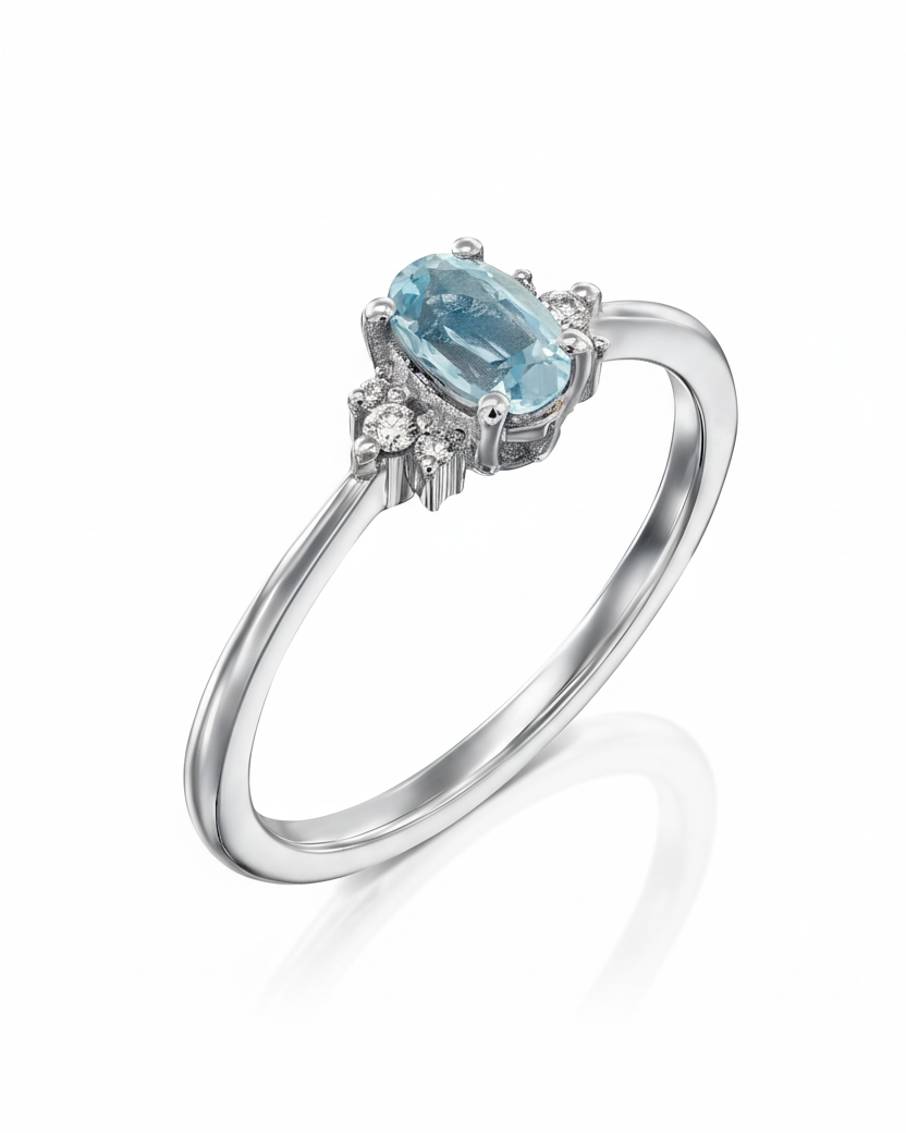 Ella Ring with Aquamarine and Diamonds