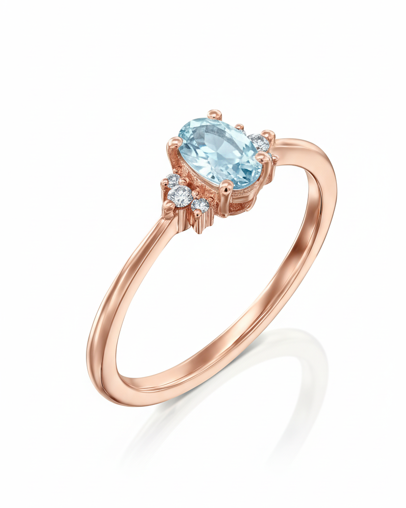 Ella Ring with Aquamarine and Diamonds