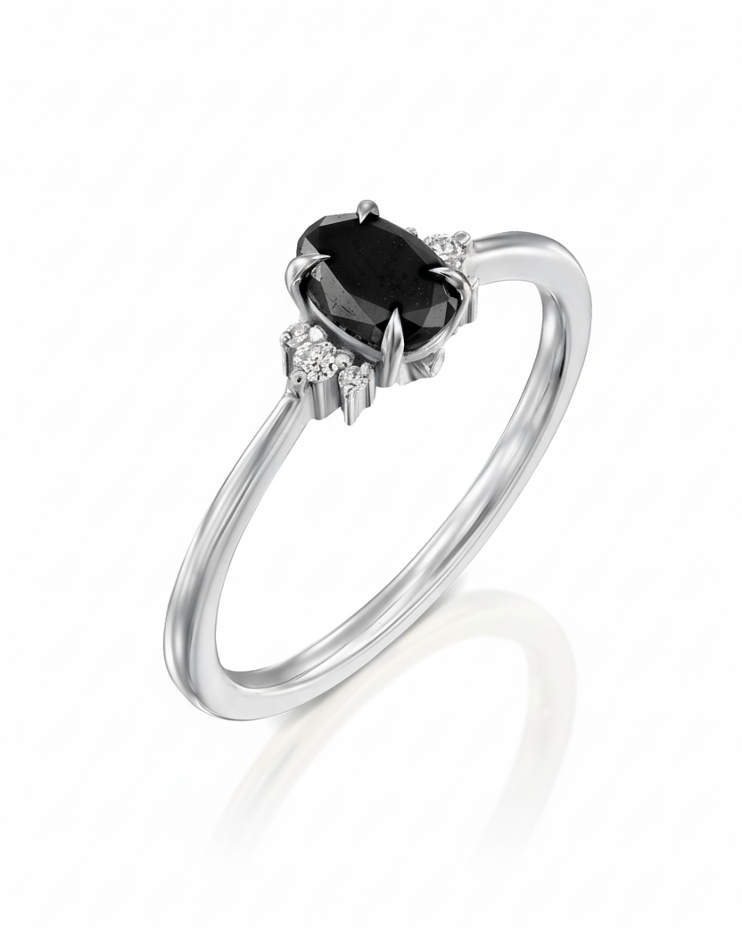 Ella Ring Black and White Diamonds