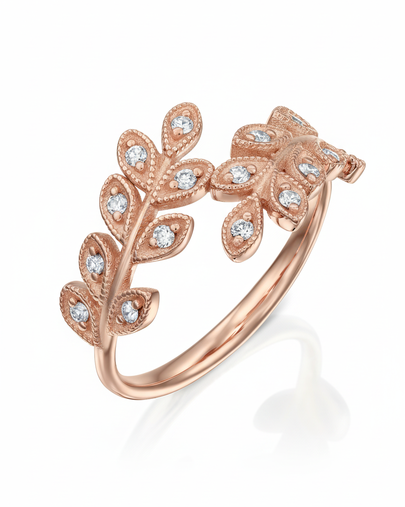 Closed Leaf Ring Diamonds