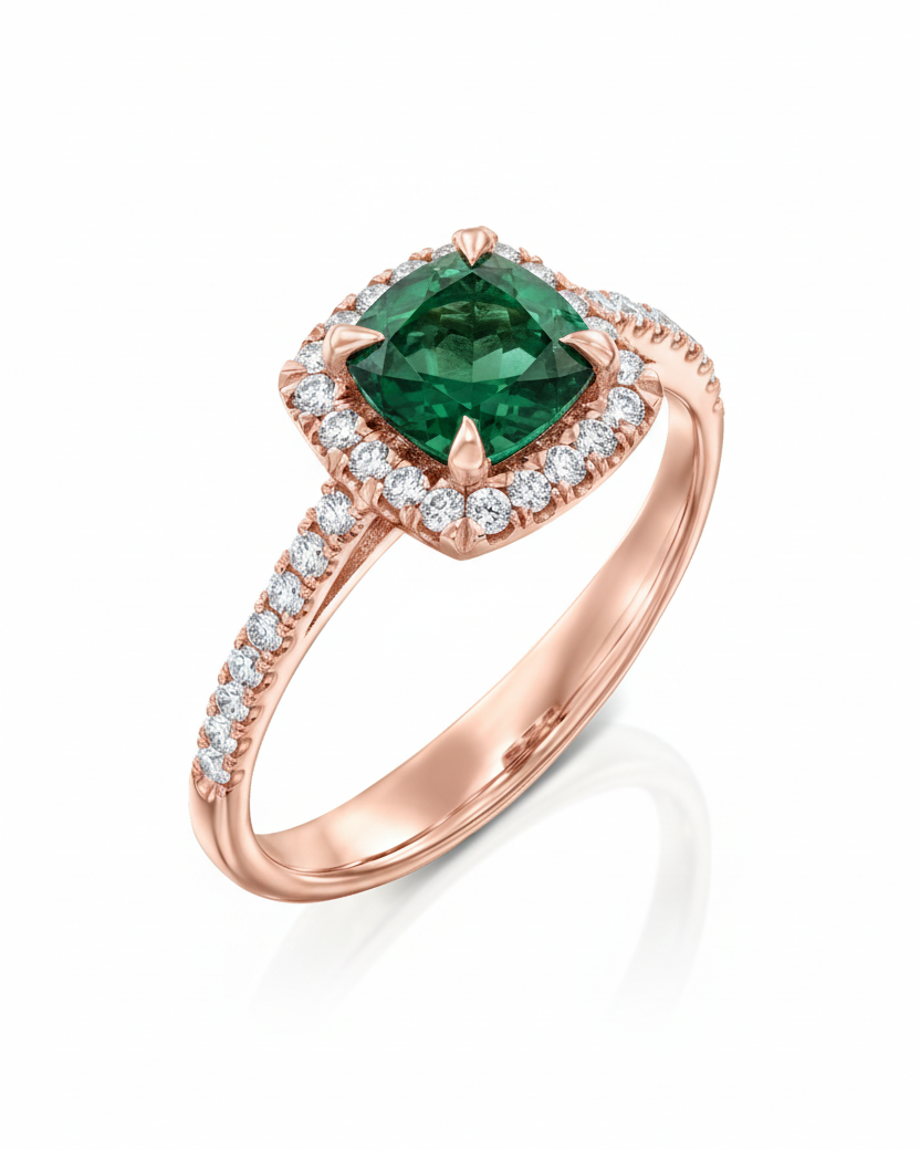 Rachel Ring With Emerald and Diamonds