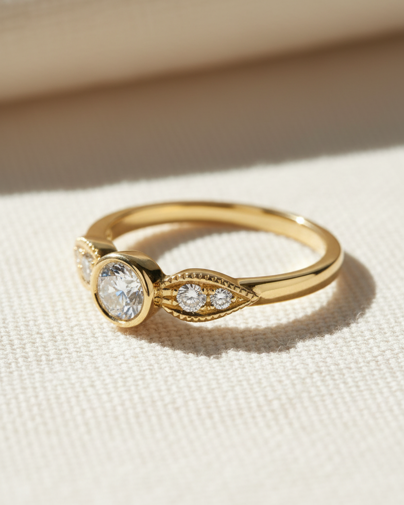Heleni Gold Ring 4mm White Diamond