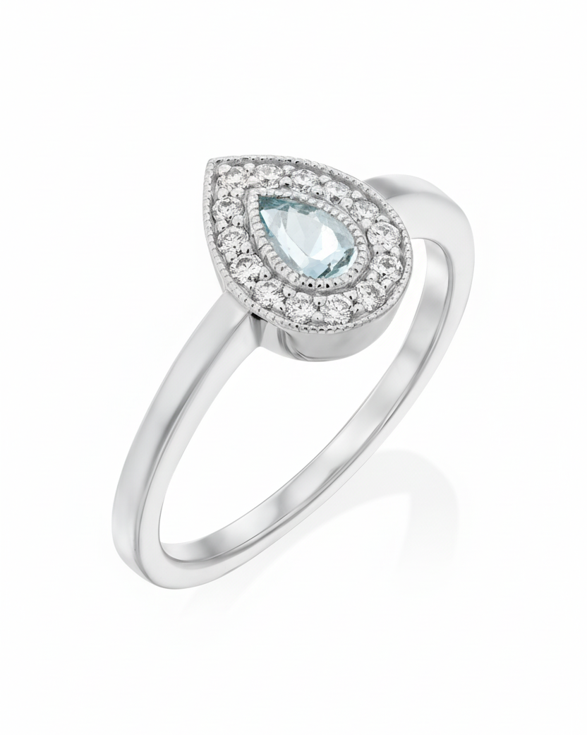 Luna Gold Ring With Aquamarine