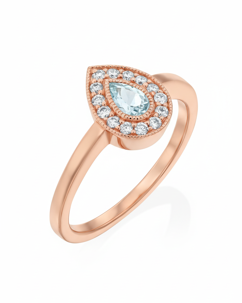 Luna Gold Ring With Aquamarine