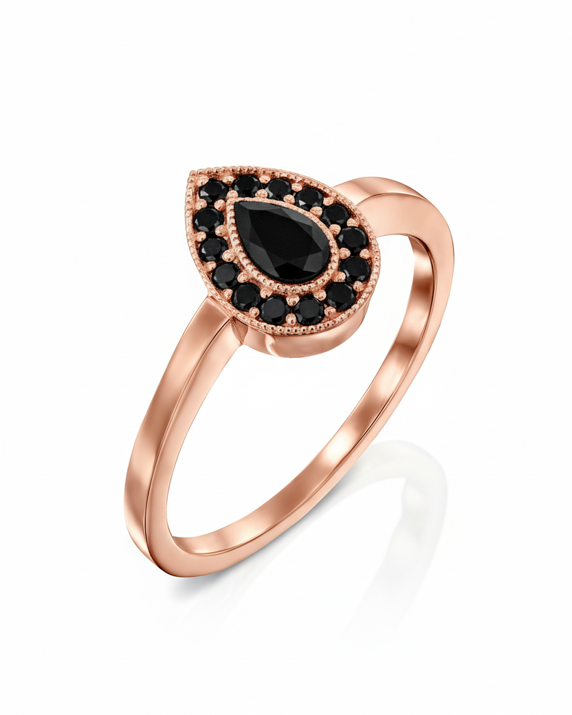 Luna Gold Ring Black Diamonds