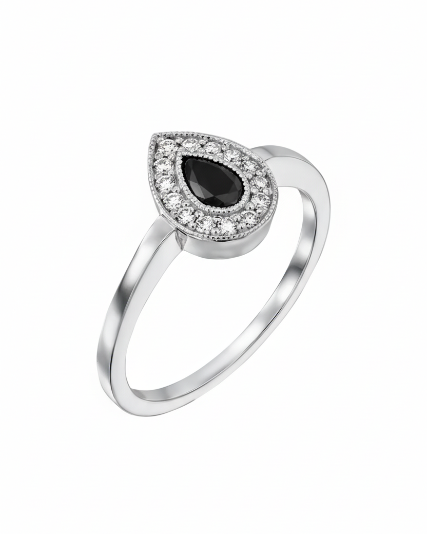 Luna Gold Ring Black Diamond