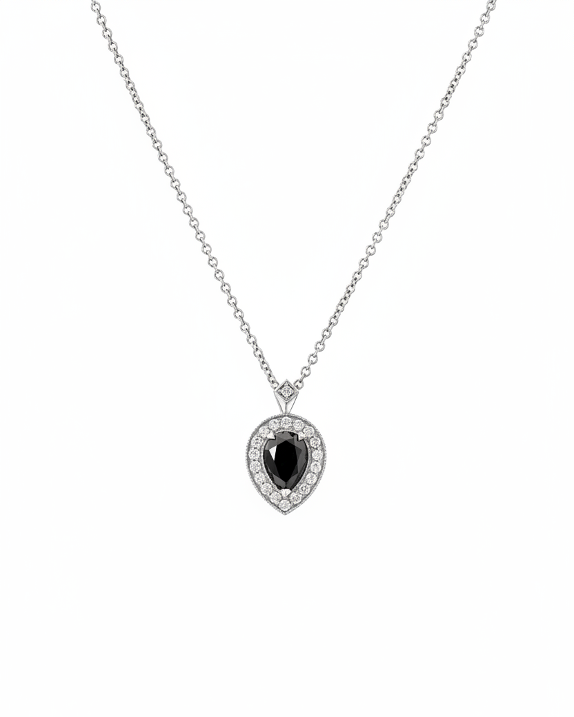 Luna Necklace with Black Diamond