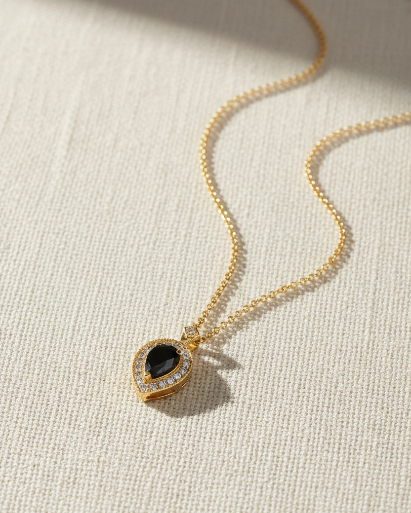 Luna Necklace with Black Diamond