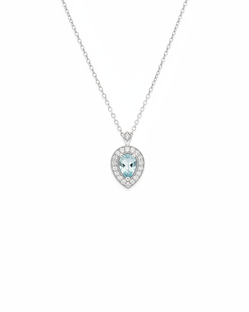 Luna Necklace With Aquamarine And Diamonds