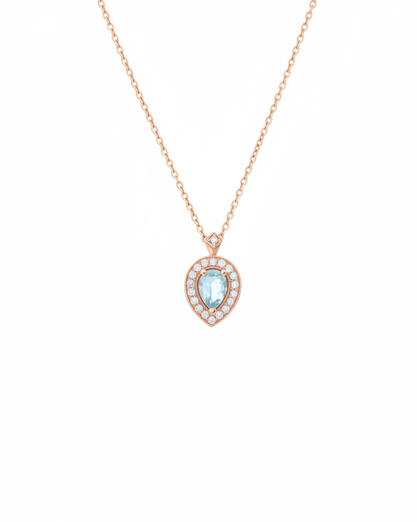 Luna Necklace With Aquamarine And Diamonds