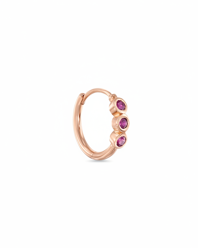 Alin Hoop Gold Earring with Ruby