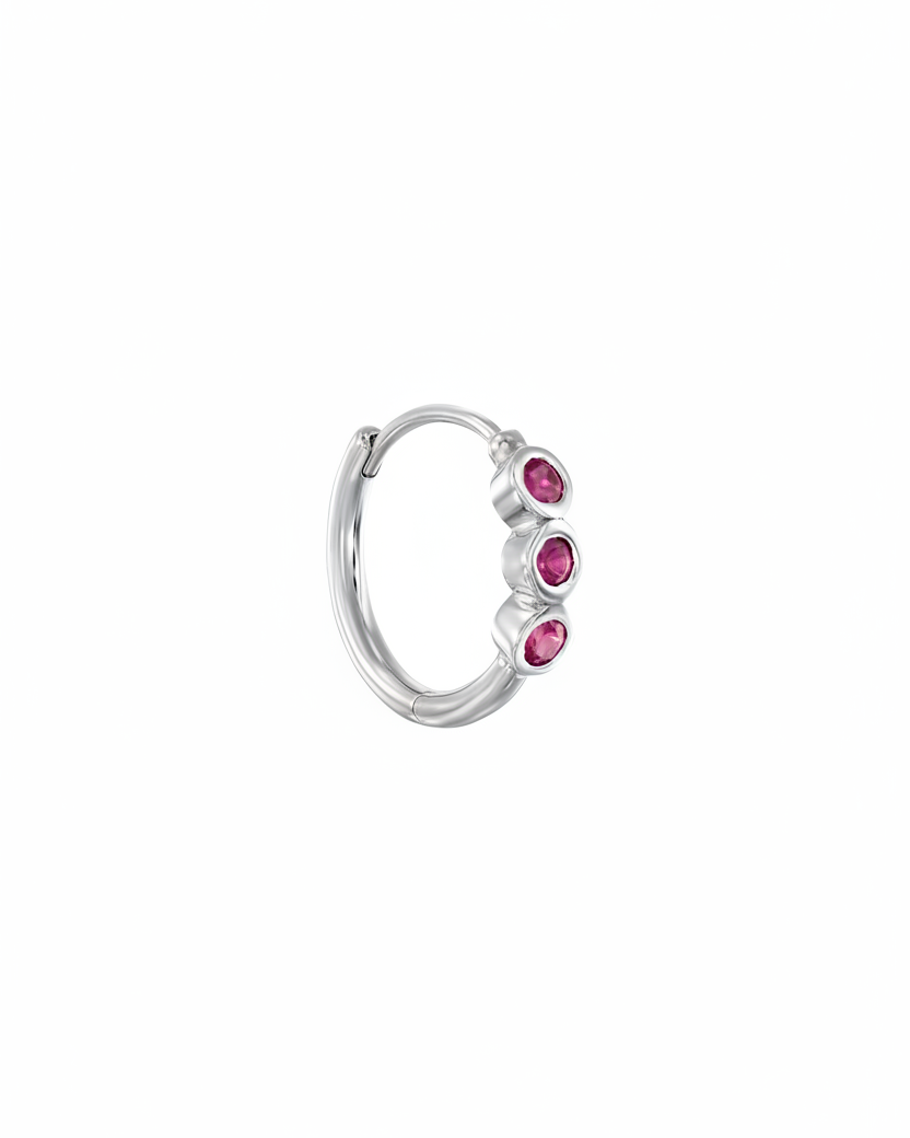 Alin Hoop Gold Earring with Ruby