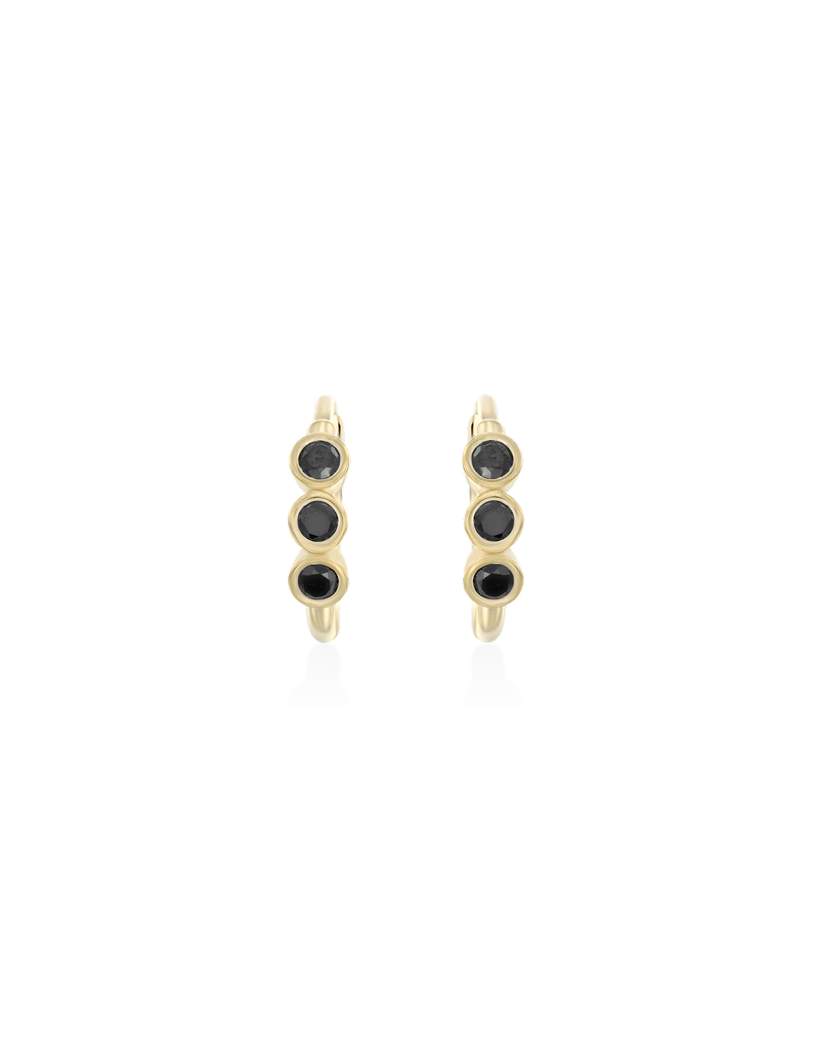 Alin Hoop Gold Earring with black diamond
