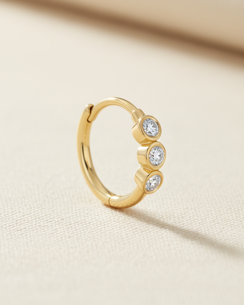 Alin Hoop Gold Earring with white diamond