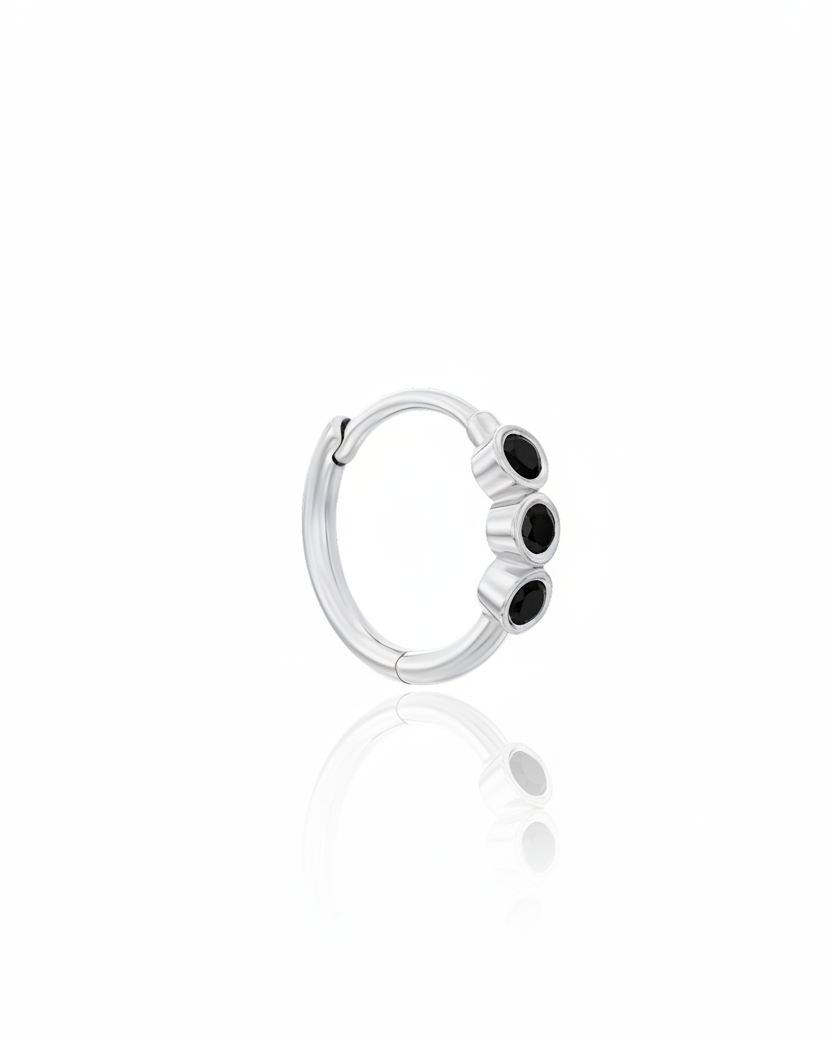 Alin Hoop Gold Earring with black diamond