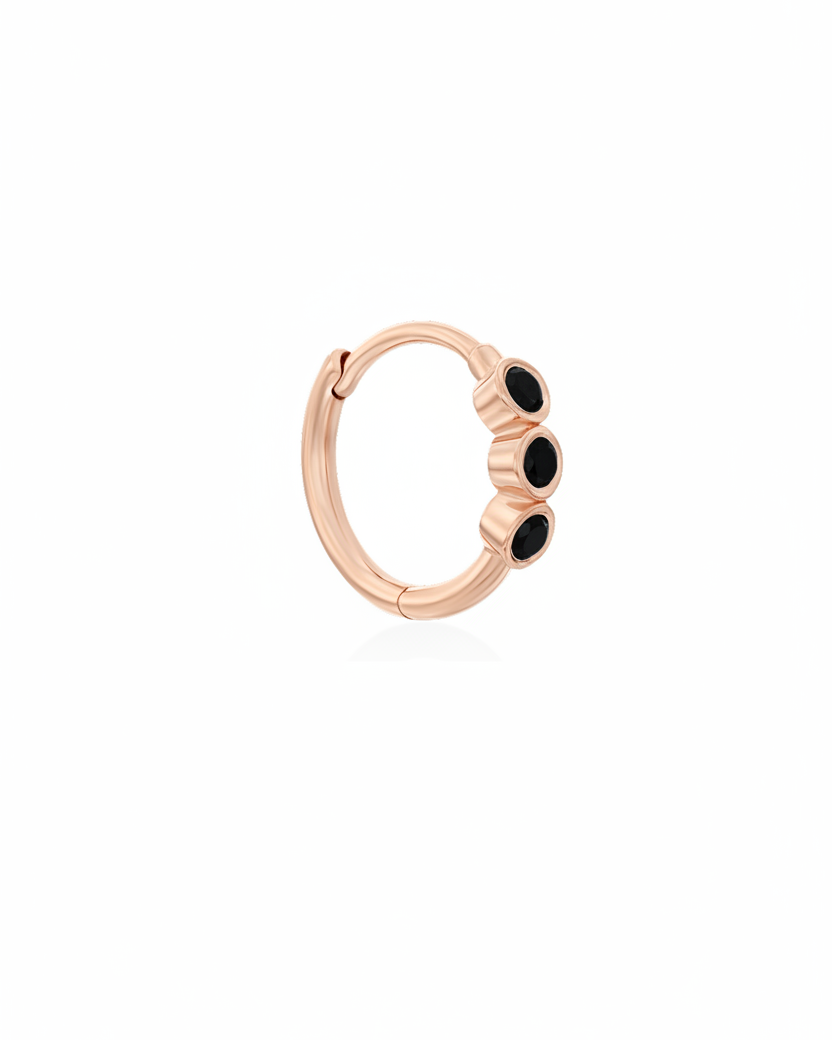 Alin Hoop Gold Earring with black diamond
