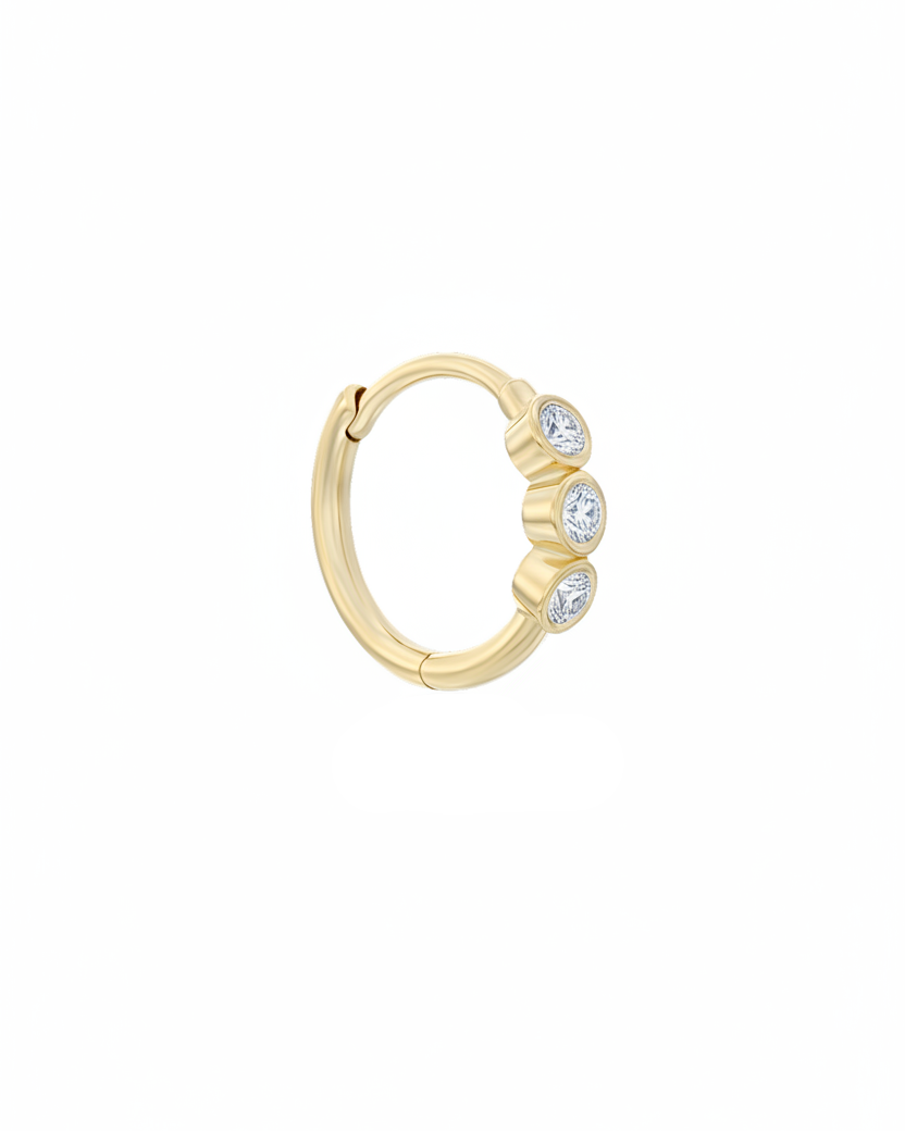 Alin Hoop Gold Earring with white diamond