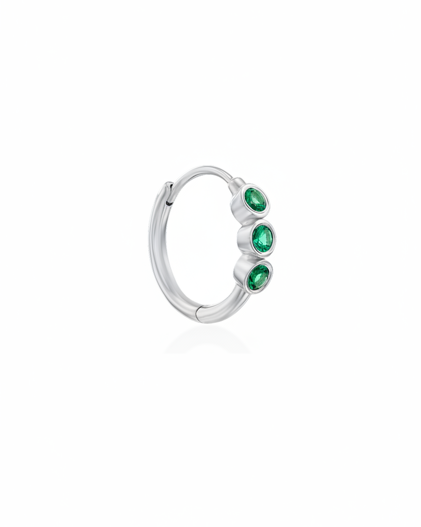 Alin Hoop Gold Earring with Emerald