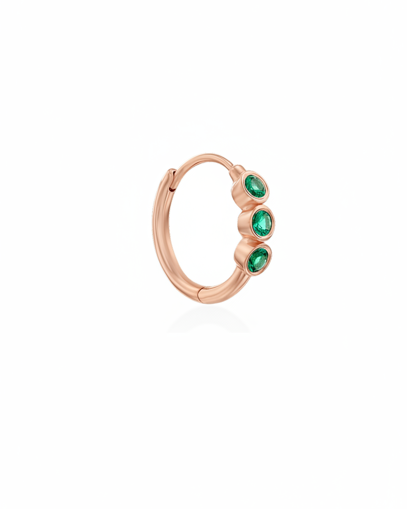 Alin Hoop Gold Earring with Emerald