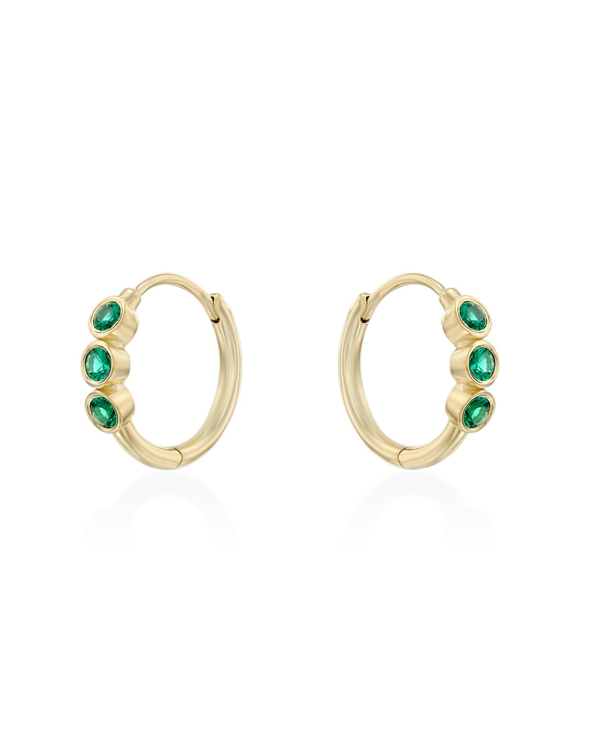 Alin Hoop Gold Earring with Emerald