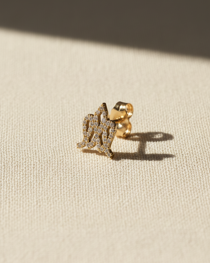 Crown Gold Earring with Diamonds