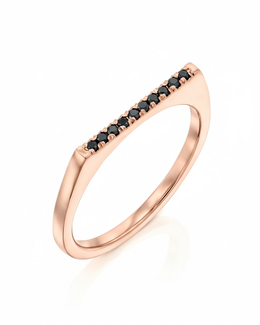 Miranda Encrusted Gold Ring Black Diamonds