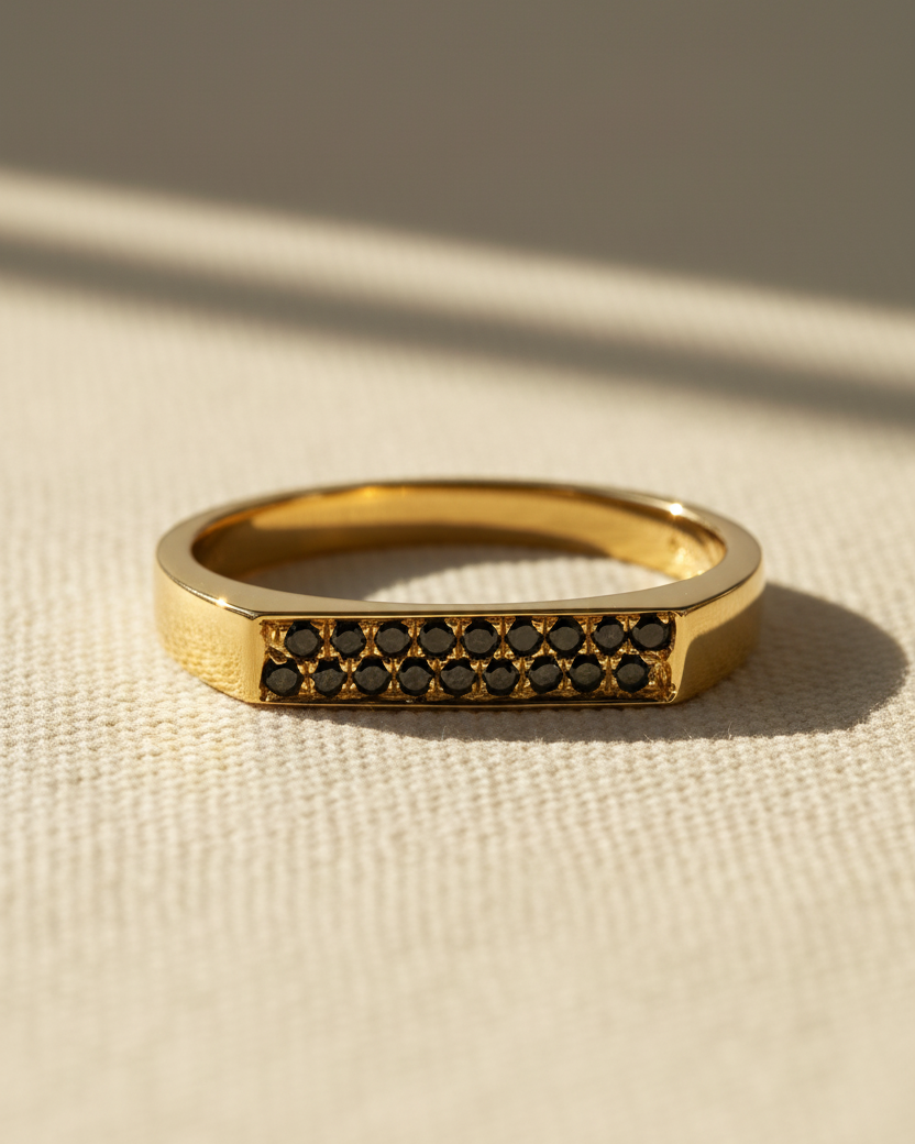 Charlotte Gold Ring Black Diamonds