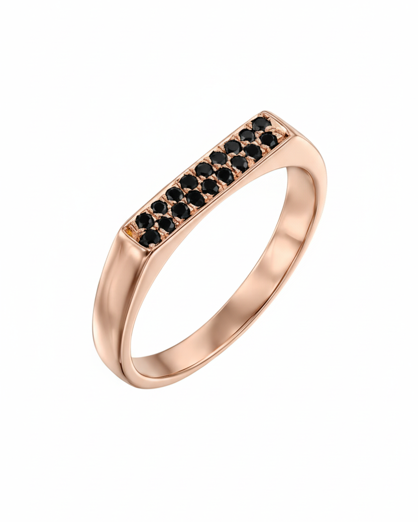 Charlotte Gold Ring Black Diamonds