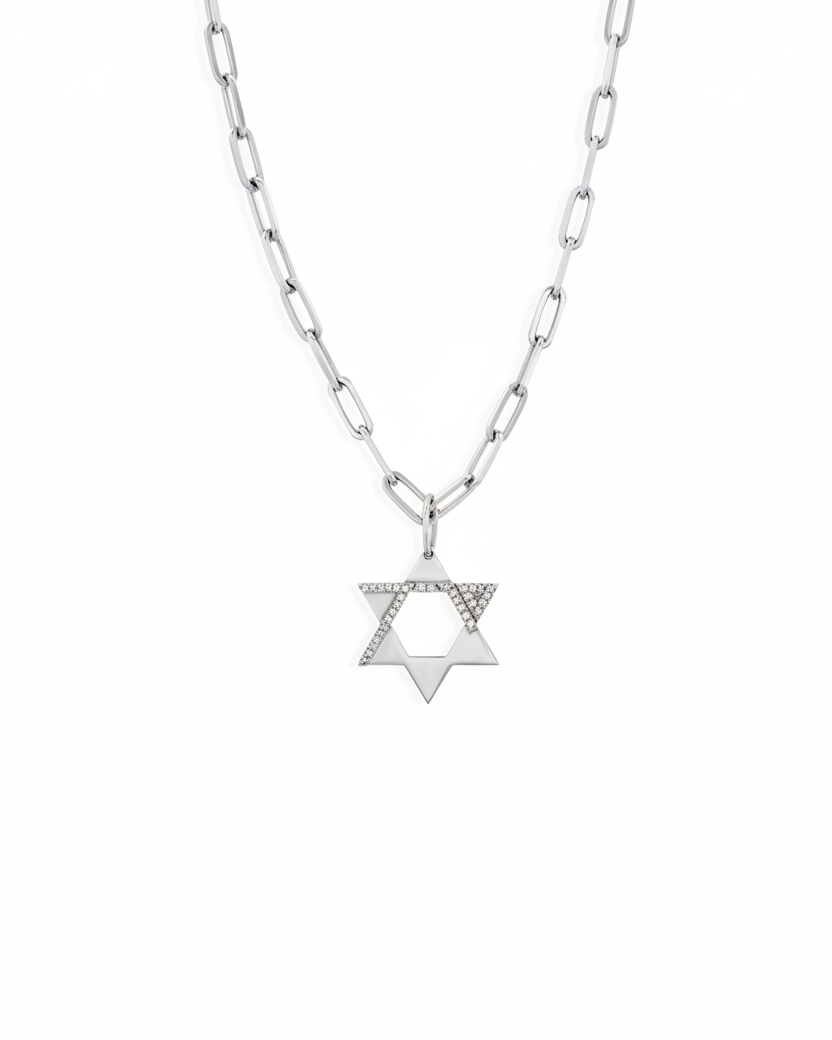 Heroism Star Of David Gold pendant With Diamonds (Hollow)