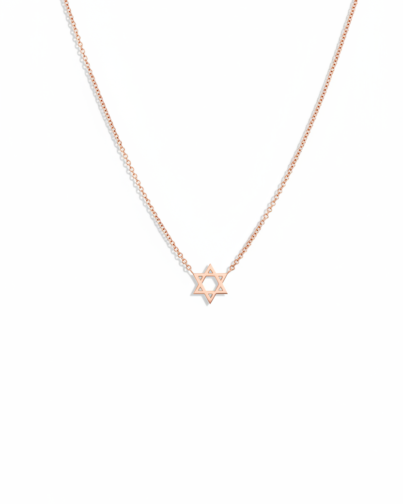 Classic Star Of David Gold Necklace