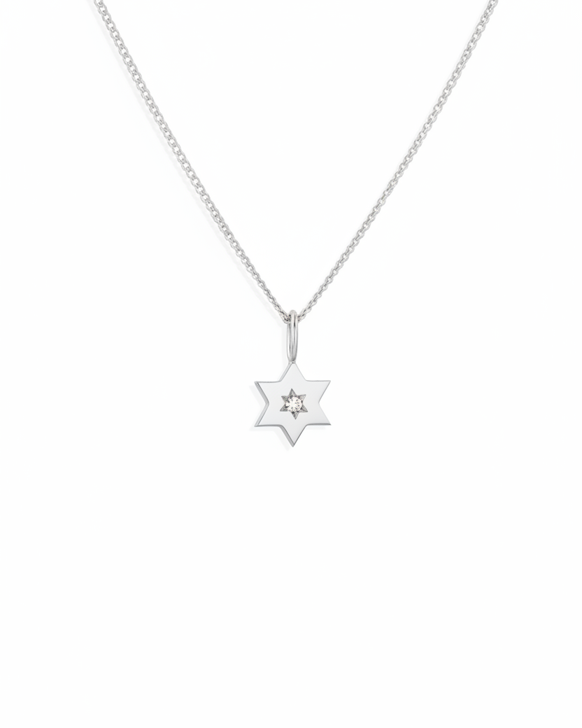 The Gaza envelope Shield Star Of David Gold pendant White Diamond