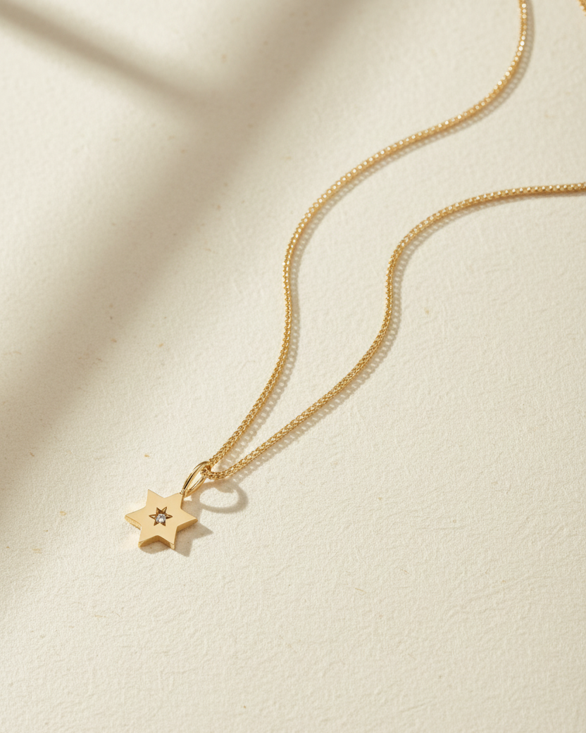 The Gaza envelope Shield Star Of David Gold pendant White Diamond
