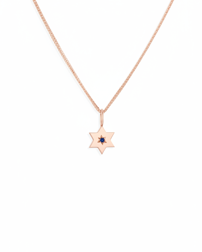 The Gaza envelope Shield Star Of David Gold pendant Sapphire