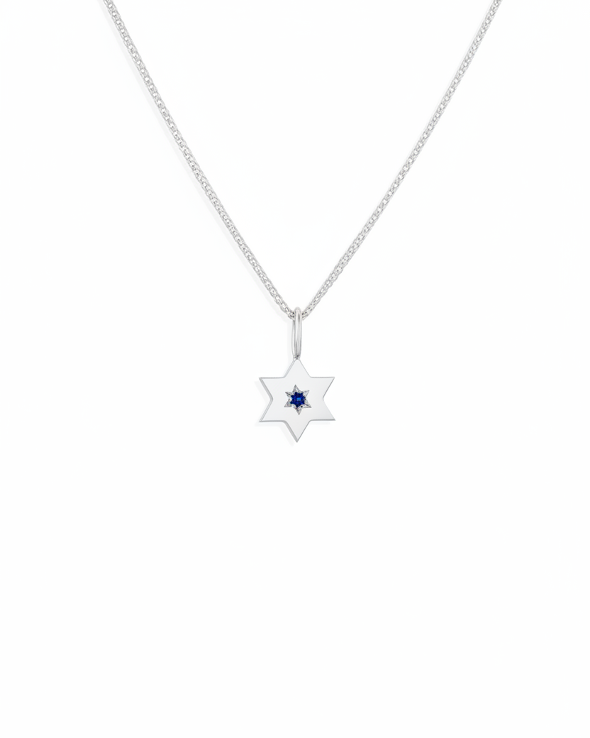 The Gaza envelope Shield Star Of David Gold pendant Sapphire