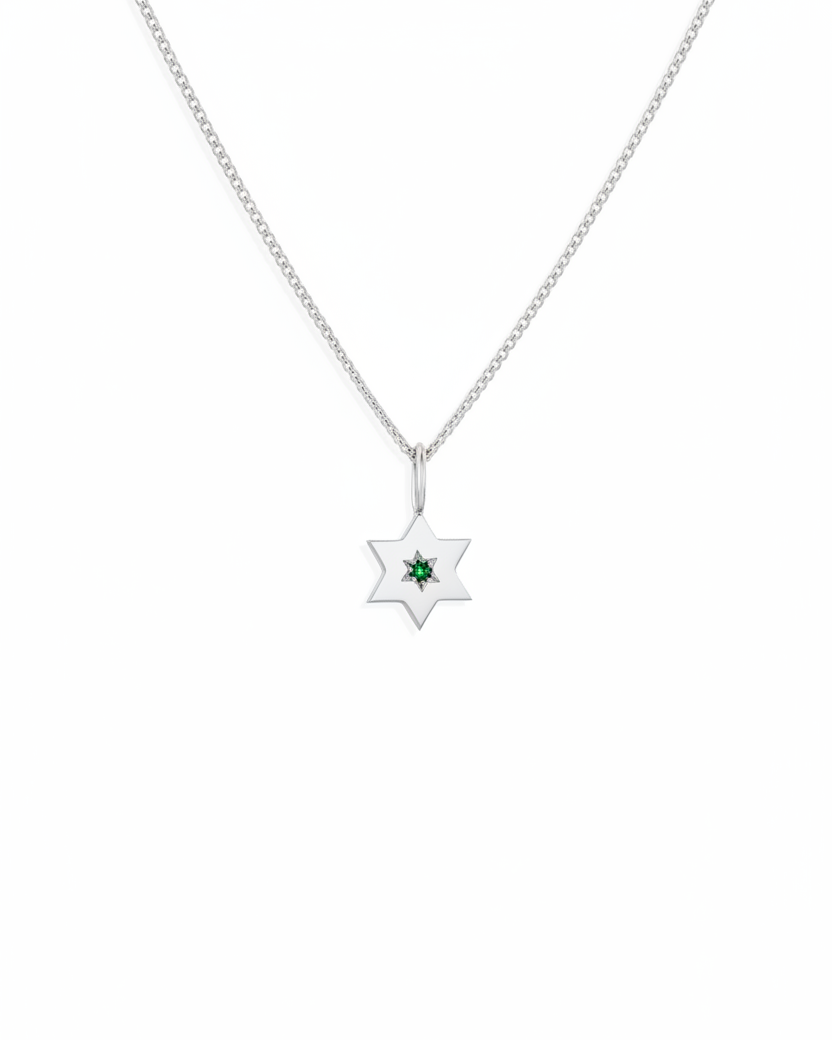 The Gaza envelope Shield Star Of David Gold pendant Emerald