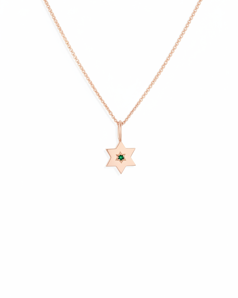 The Gaza envelope Shield Star Of David Gold pendant Emerald