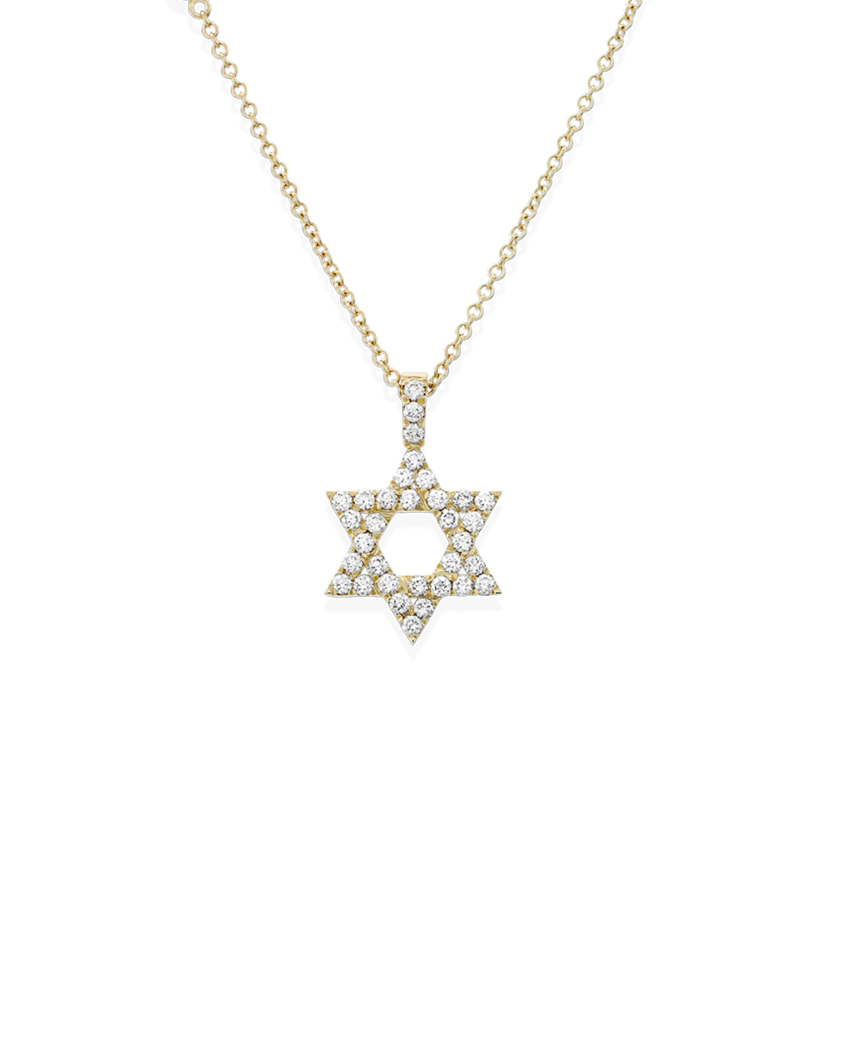 Yehoshua Star Of David Gold Necklace With White Diamonds