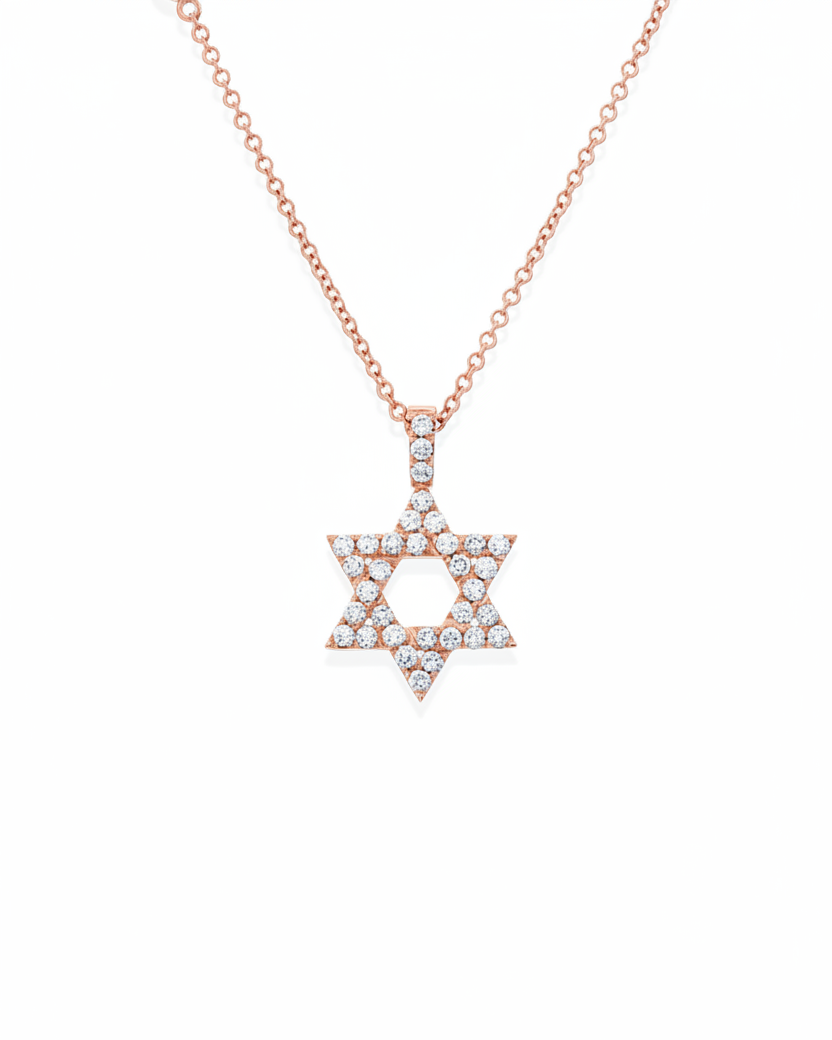 Yehoshua Star Of David Gold Necklace With White Diamonds
