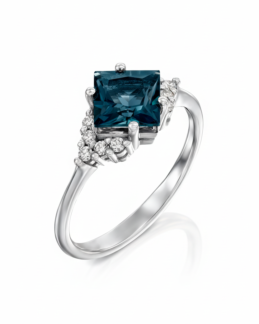 Juliette Ring With Diamonds and Blue Topaz