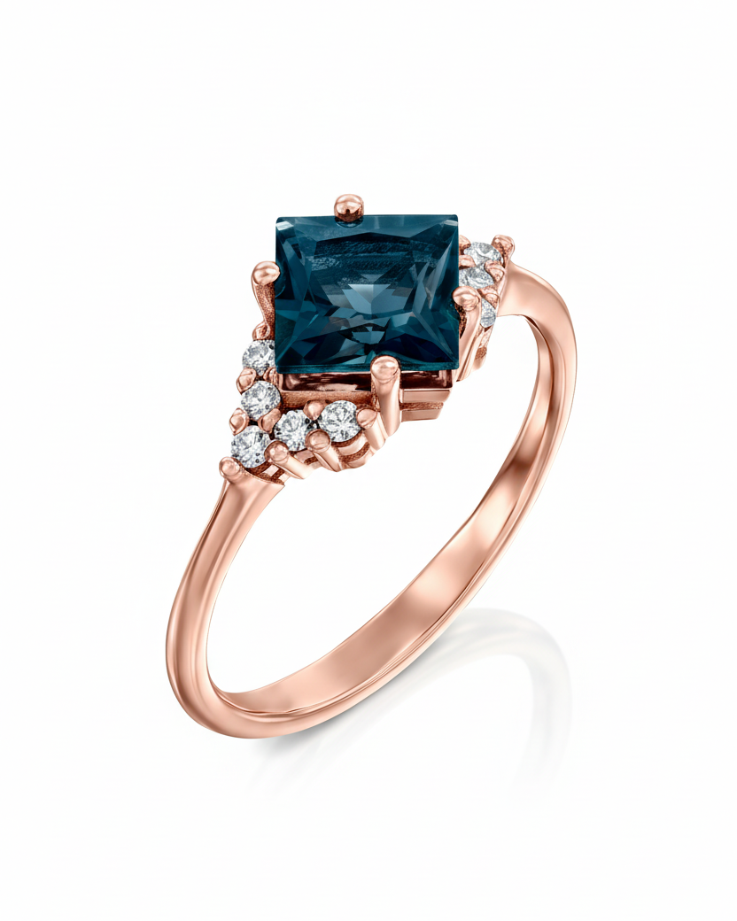 Juliette Ring With Diamonds and Blue Topaz