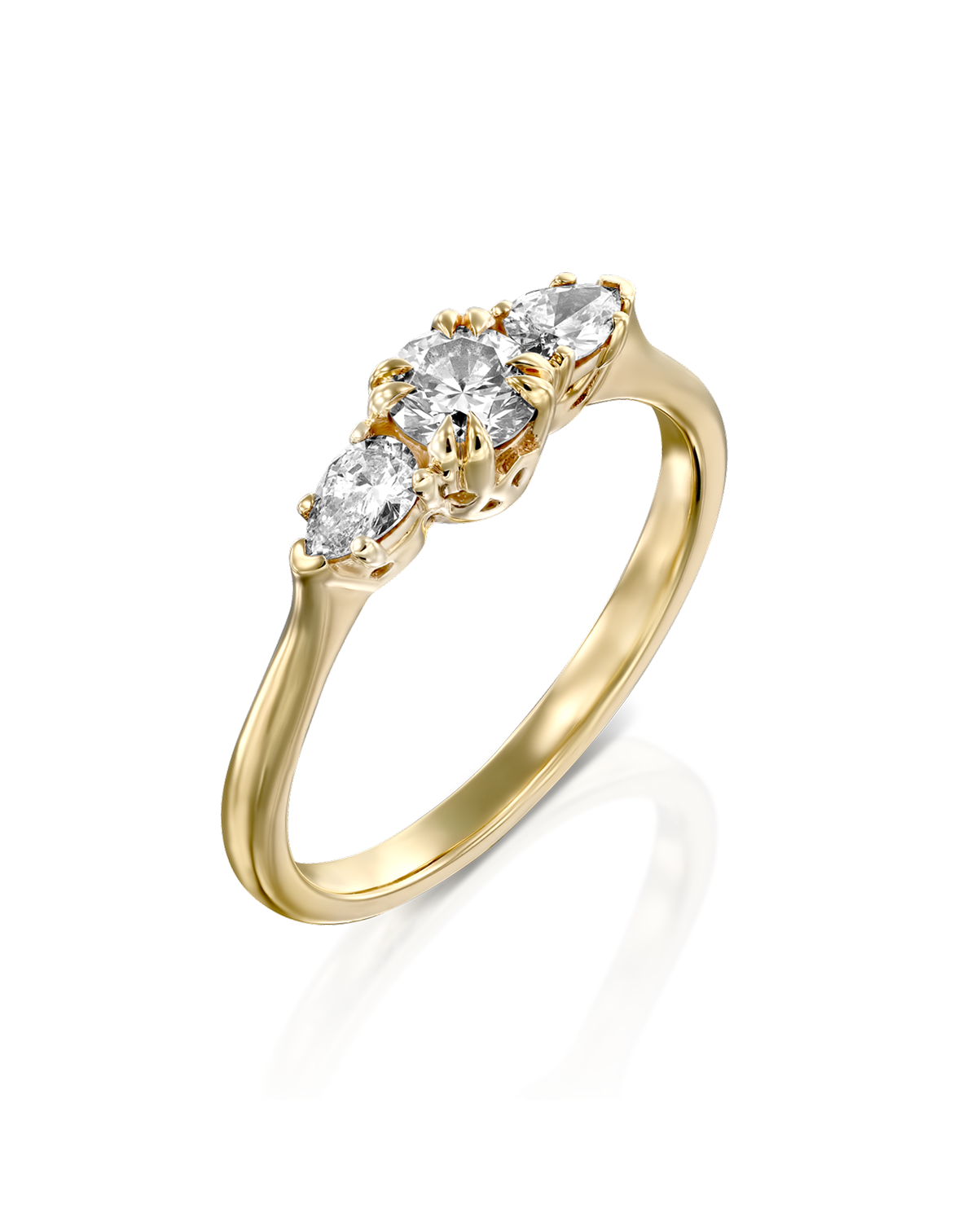 Emma 4mm Gold Ring White Diamonds