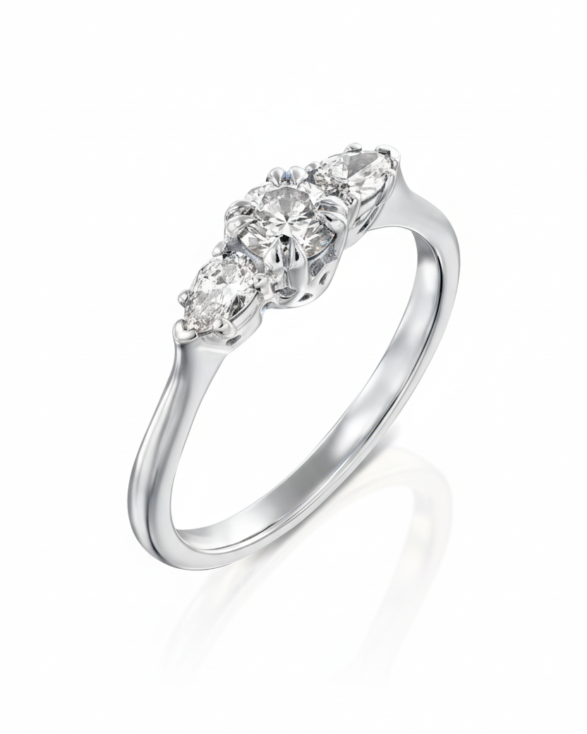 Emma 4mm Gold Ring White Diamonds