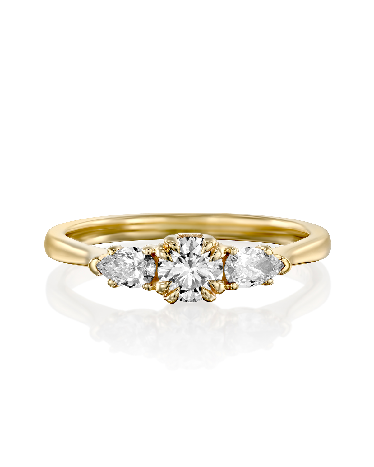Emma 4mm Gold Ring White Diamonds