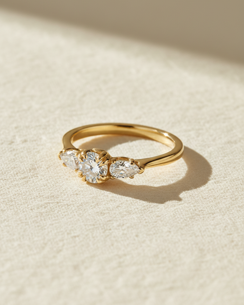 Emma 4mm Gold Ring White Diamonds