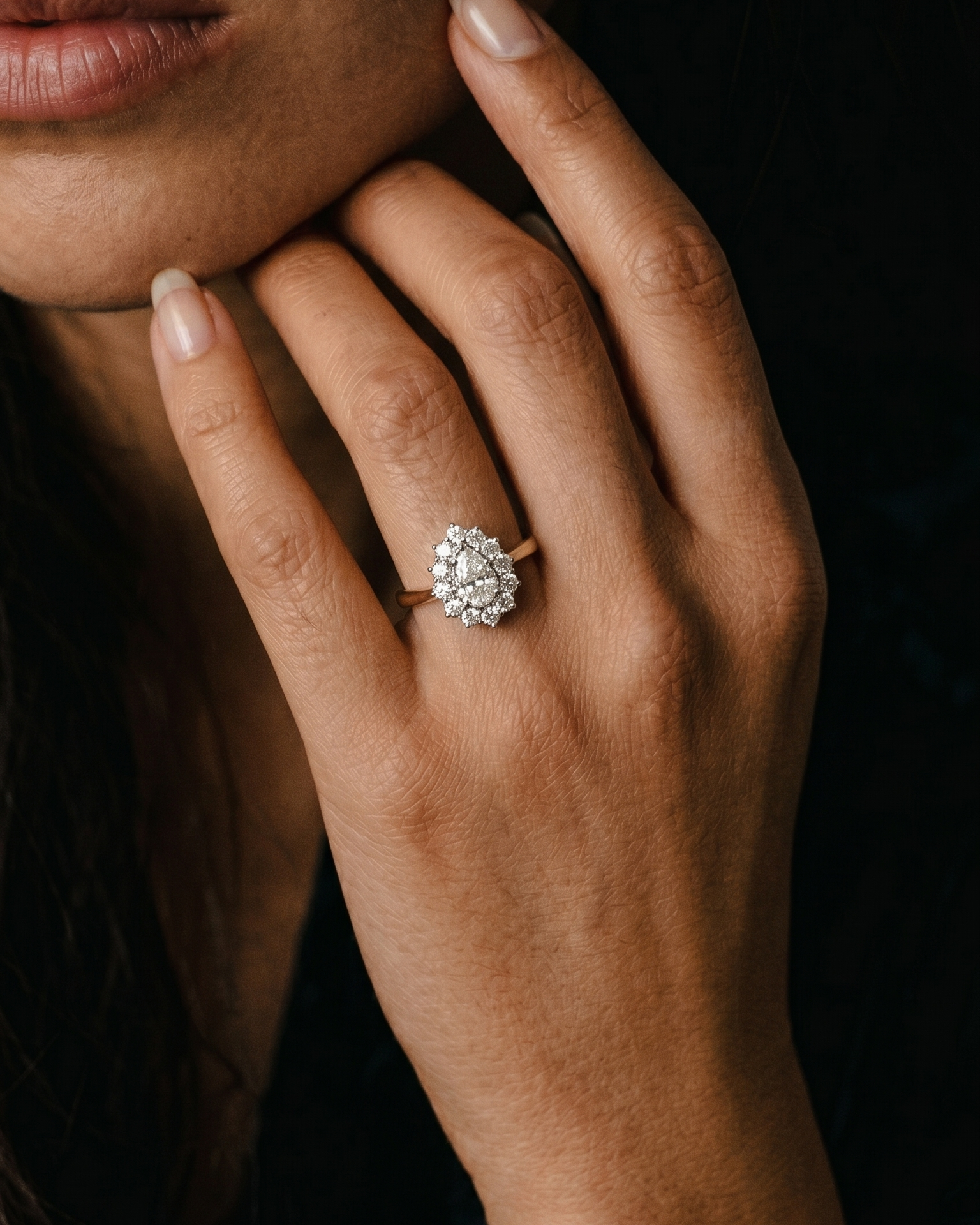 Marie Antoinette Gold Ring White Diamonds