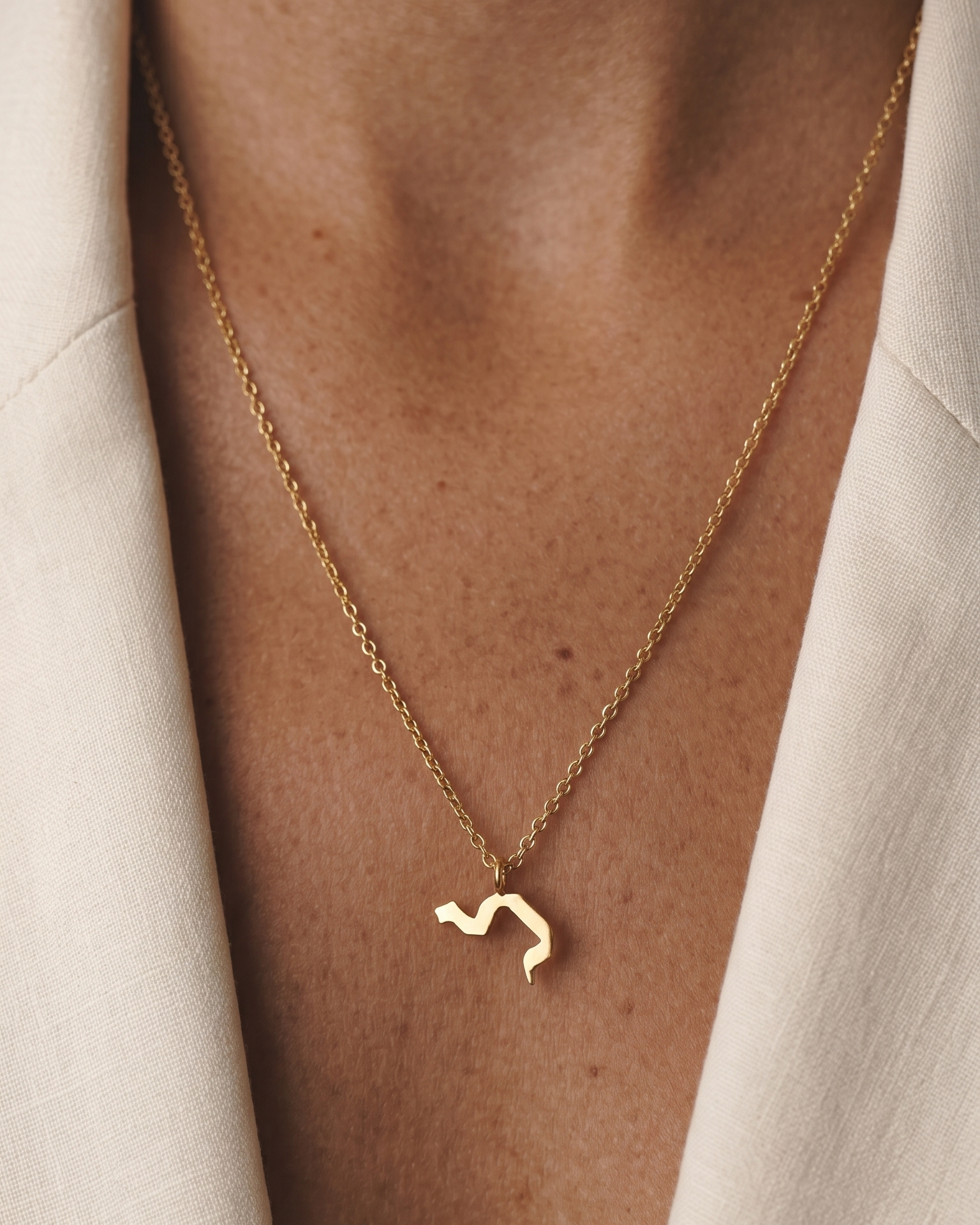letter pendant Large Aleph-Bet Gold Pendant