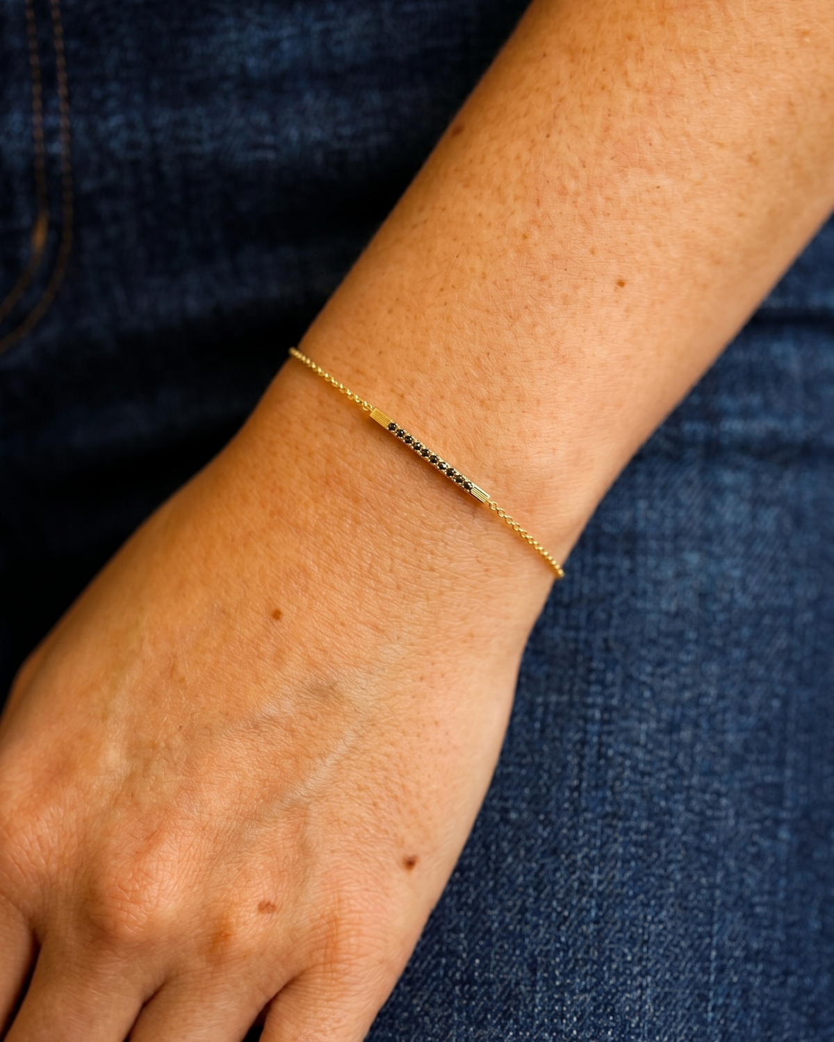 Andrea Gold Bracelet Set With Black Diamonds