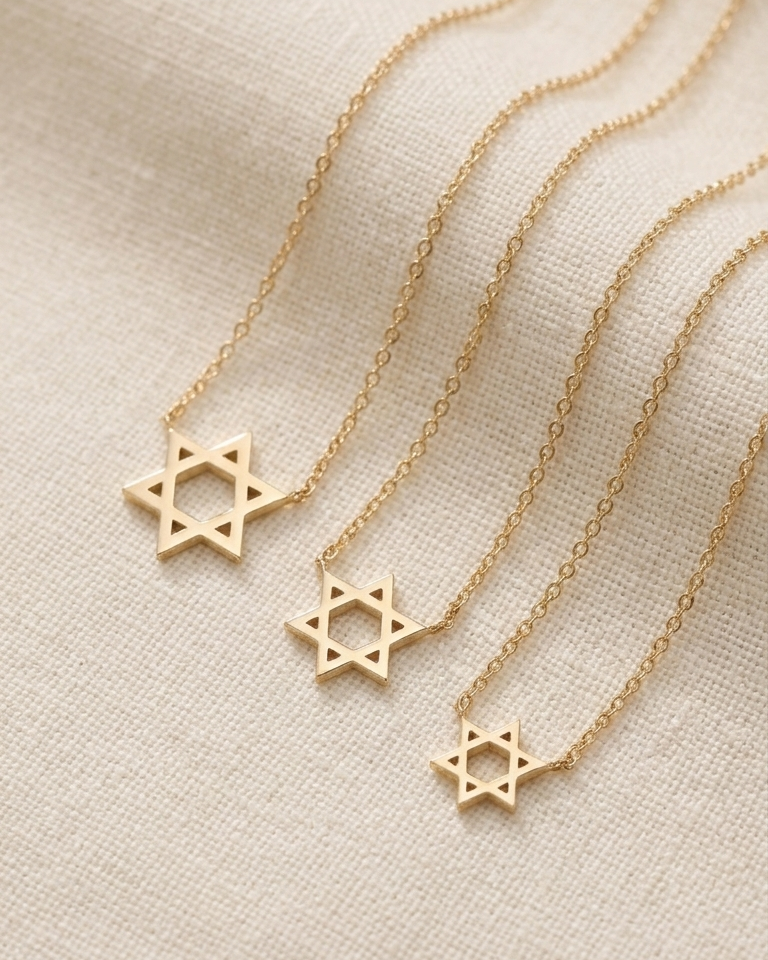 Classic Star Of David Gold Necklace